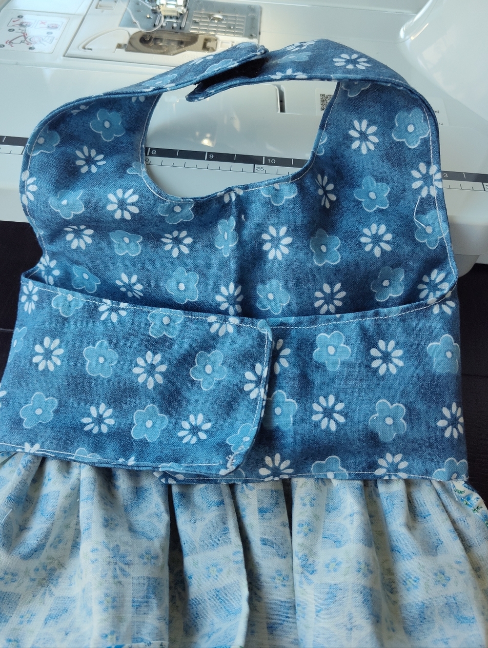 Blue Floral Ruffle Dog Dress with Bow - Picture 2 of 7